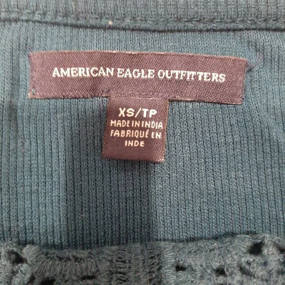 American eagle cropped ribbed crochet boho top - Picture 3 of 9